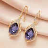 image:imageAustrian Crystal Hollow Teardrop Halo Drop Twisted Dangle Earrings for Women 14K Rose Gold Plated Hypoallergenic JewelryTanzanite