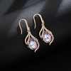 image:imageAustrian Crystal Hollow Teardrop Halo Drop Twisted Dangle Earrings for Women 14K Rose Gold Plated Hypoallergenic JewelryVitrail Light