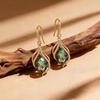 image:imageAustrian Crystal Hollow Teardrop Halo Drop Twisted Dangle Earrings for Women 14K Rose Gold Plated Hypoallergenic JewelryVitrail Medium