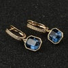 image:imageAustrian Crystal Octagon Leverback Drop Earrings for Women 14K Gold Plated Hypoallergenic JewelryBlue Crystal Goldtone