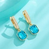 image:imageAustrian Crystal Octagon Leverback Drop Earrings for Women 14K Gold Plated Hypoallergenic JewelryBlue Zircon
