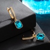 image:imageAustrian Crystal Octagon Leverback Drop Earrings for Women 14K Gold Plated Hypoallergenic JewelryBlue Zircon