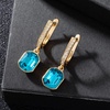 image:imageAustrian Crystal Octagon Leverback Drop Earrings for Women 14K Gold Plated Hypoallergenic JewelryBlue Zircon