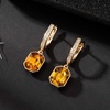 image:imageAustrian Crystal Octagon Leverback Drop Earrings for Women 14K Gold Plated Hypoallergenic JewelryGolden Yellow