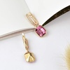 image:imageAustrian Crystal Octagon Leverback Drop Earrings for Women 14K Gold Plated Hypoallergenic JewelryPink Crystal Goldtone