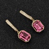 image:imageAustrian Crystal Octagon Leverback Drop Earrings for Women 14K Gold Plated Hypoallergenic JewelryPink Crystal Goldtone