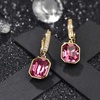 image:imageAustrian Crystal Octagon Leverback Drop Earrings for Women 14K Gold Plated Hypoallergenic JewelryPink Crystal Goldtone