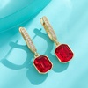 image:imageAustrian Crystal Octagon Leverback Drop Earrings for Women 14K Gold Plated Hypoallergenic JewelryRed