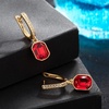 image:imageAustrian Crystal Octagon Leverback Drop Earrings for Women 14K Gold Plated Hypoallergenic JewelryRed