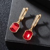 image:imageAustrian Crystal Octagon Leverback Drop Earrings for Women 14K Gold Plated Hypoallergenic JewelryRed