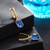 image:imageAustrian Crystal Octagon Leverback Drop Earrings for Women 14K Gold Plated Hypoallergenic JewelrySapphire