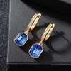 image:imageAustrian Crystal Octagon Leverback Drop Earrings for Women 14K Gold Plated Hypoallergenic JewelrySapphire