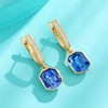 image:imageAustrian Crystal Octagon Leverback Drop Earrings for Women 14K Gold Plated Hypoallergenic JewelrySapphire