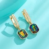 image:imageAustrian Crystal Octagon Leverback Drop Earrings for Women 14K Gold Plated Hypoallergenic JewelryVitrail Medium
