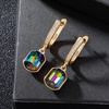 image:imageAustrian Crystal Octagon Leverback Drop Earrings for Women 14K Gold Plated Hypoallergenic JewelryVitrail Medium