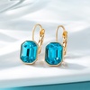 image:imageAustrian Crystal Octagon Leverback Drop Earrings for Women 14K Rose Gold Plated Hypoallergenic JewelryBlue Zircon