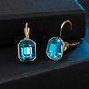 image:imageAustrian Crystal Octagon Leverback Drop Earrings for Women 14K Rose Gold Plated Hypoallergenic JewelryBlue Zircon
