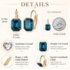 image:imageAustrian Crystal Octagon Leverback Drop Earrings for Women 14K Rose Gold Plated Hypoallergenic JewelryDark Blue