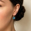 image:imageAustrian Crystal Octagon Leverback Drop Earrings for Women 14K Rose Gold Plated Hypoallergenic JewelryDark Blue