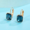 image:imageAustrian Crystal Octagon Leverback Drop Earrings for Women 14K Rose Gold Plated Hypoallergenic JewelryDark Blue