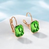 image:imageAustrian Crystal Octagon Leverback Drop Earrings for Women 14K Rose Gold Plated Hypoallergenic JewelryFern Green