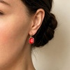 image:imageAustrian Crystal Octagon Leverback Drop Earrings for Women 14K Rose Gold Plated Hypoallergenic JewelryRed