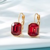 image:imageAustrian Crystal Octagon Leverback Drop Earrings for Women 14K Rose Gold Plated Hypoallergenic JewelryRed