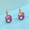 image:imageAustrian Crystal Octagon Leverback Drop Earrings for Women 14K Rose Gold Plated Hypoallergenic JewelryRose Pink