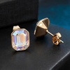 image:imageAustrian Crystal Octagon Stud Earrings for Women Fashion 925 Sterling Silver Post Hypoallergenic JewelryAurora Borealis