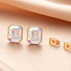 image:imageAustrian Crystal Octagon Stud Earrings for Women Fashion 925 Sterling Silver Post Hypoallergenic JewelryAurora Borealis