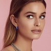 image:imageAustrian Crystal Round Drop Earrings for Women 14K Gold Plated Hypoallergenic Leverback Hoop EarringsBermuda Blue