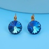image:imageAustrian Crystal Round Drop Earrings for Women 14K Gold Plated Hypoallergenic Leverback Hoop EarringsBermuda Blue