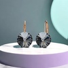 image:imageAustrian Crystal Round Drop Earrings for Women 14K Gold Plated Hypoallergenic Leverback Hoop EarringsBlack