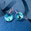 image:imageAustrian Crystal Round Drop Earrings for Women 14K Gold Plated Hypoallergenic Leverback Hoop EarringsBlue