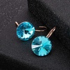 image:imageAustrian Crystal Round Drop Earrings for Women 14K Gold Plated Hypoallergenic Leverback Hoop EarringsBlue