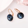 image:imageAustrian Crystal Round Drop Earrings for Women 14K Gold Plated Hypoallergenic Leverback Hoop EarringsDark Blue