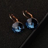 image:imageAustrian Crystal Round Drop Earrings for Women 14K Gold Plated Hypoallergenic Leverback Hoop EarringsDark Blue
