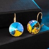 image:imageAustrian Crystal Round Drop Earrings for Women 14K Gold Plated Hypoallergenic Leverback Hoop EarringsDazzle Golden