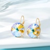 image:imageAustrian Crystal Round Drop Earrings for Women 14K Gold Plated Hypoallergenic Leverback Hoop EarringsDazzle Golden