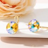 image:imageAustrian Crystal Round Drop Earrings for Women 14K Gold Plated Hypoallergenic Leverback Hoop EarringsDazzle Golden