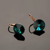 image:imageAustrian Crystal Round Drop Earrings for Women 14K Gold Plated Hypoallergenic Leverback Hoop EarringsGreen