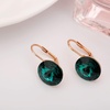 image:imageAustrian Crystal Round Drop Earrings for Women 14K Gold Plated Hypoallergenic Leverback Hoop EarringsGreen