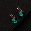 image:imageAustrian Crystal Round Drop Earrings for Women 14K Gold Plated Hypoallergenic Leverback Hoop EarringsGreen