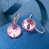 image:imageAustrian Crystal Round Drop Earrings for Women 14K Gold Plated Hypoallergenic Leverback Hoop EarringsPink