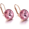 image:imageAustrian Crystal Round Drop Earrings for Women 14K Gold Plated Hypoallergenic Leverback Hoop EarringsPink