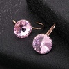 image:imageAustrian Crystal Round Drop Earrings for Women 14K Gold Plated Hypoallergenic Leverback Hoop EarringsPink
