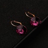 image:imageAustrian Crystal Round Drop Earrings for Women 14K Gold Plated Hypoallergenic Leverback Hoop EarringsPurple
