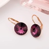 image:imageAustrian Crystal Round Drop Earrings for Women 14K Gold Plated Hypoallergenic Leverback Hoop EarringsPurple