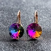 image:imageAustrian Crystal Round Drop Earrings for Women 14K Gold Plated Hypoallergenic Leverback Hoop EarringsRainbow