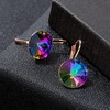 image:imageAustrian Crystal Round Drop Earrings for Women 14K Gold Plated Hypoallergenic Leverback Hoop EarringsRainbow